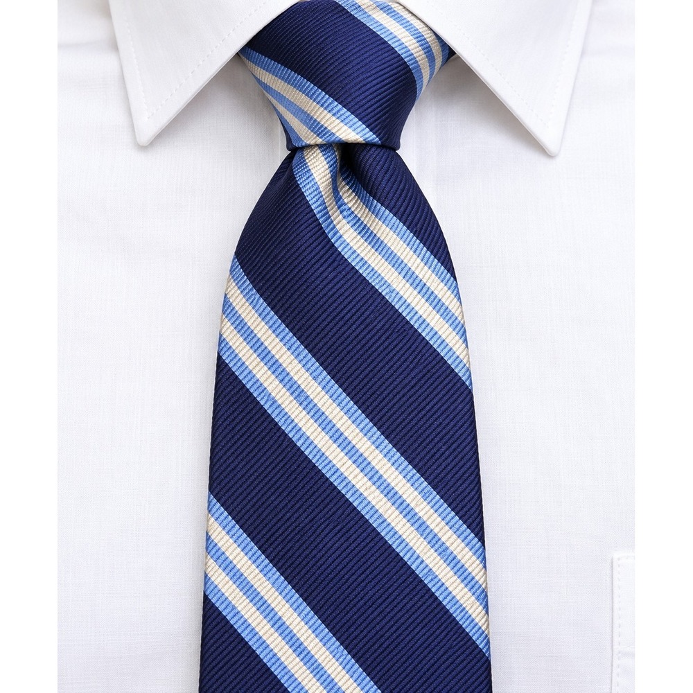 Brooks Brothers 346 Tie Mens Pure Silk Navy Blue Stripe Made USA 58" -3869
